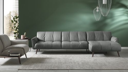 Canapea cu sezlong dreapta Talento textil Brezza Dark Grey