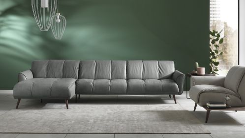 Canapea cu sezlong stanga Talento textil Brezza Dark Grey