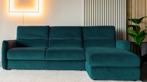 Canapea de colt extensibila cu sezlong Meraviglia Brezza Turquoise, dreapta