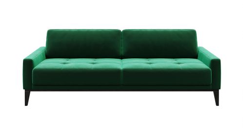 Canapea liniara 3 locuri Calini Velvet Button Green