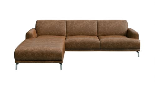 Canapea de colt cu sezlong Pavia piele Cerato Brown Vintage, stanga