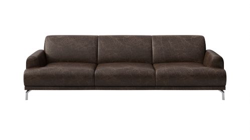 Canapea liniara 3 locuri Pavia piele Cerato Dark Brown Vintage