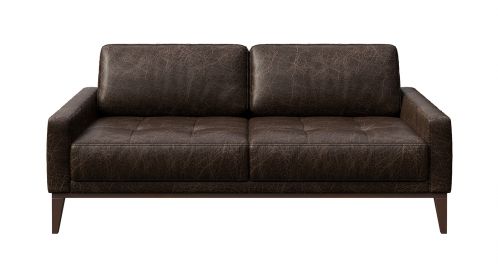Canapea liniara 2 locuri Calini Button piele Cerato Dark Brown Vintage
