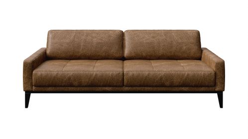 Canapea liniara 3 locuri Calini Button piele Cerato Brown Vintage