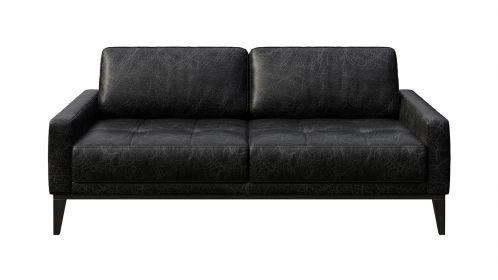 Canapea liniara 2 locuri Calini Button piele Cerato Black Vintage