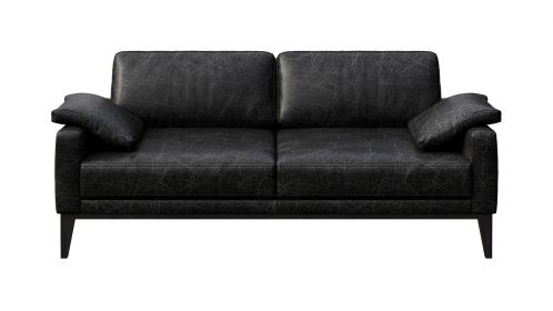 Canapea liniara 2 locuri Calini piele Cerato Black Vintage
