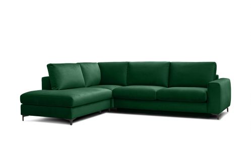 Canapea de colt extensibila Bella Salvador Dark Green S1, stanga