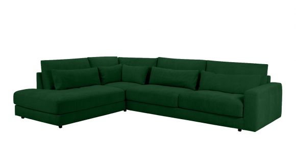 Canapea de colt cu divan Marstrand Letto Velvet Dark Green, stanga