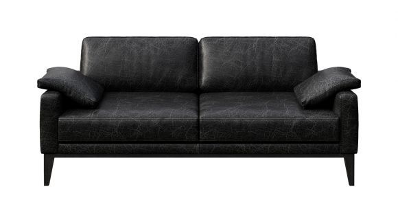 Canapea liniara 3 locuri Calini piele Cerato Black Vintage