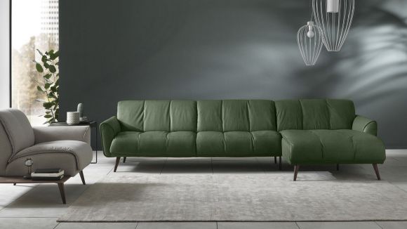 Canapea cu sezlong dreapta Talento textil Brezza Dusty Green