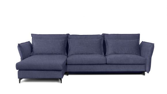 Canapea de colt extensibila Eva Kingston Denim Blue S2, stanga