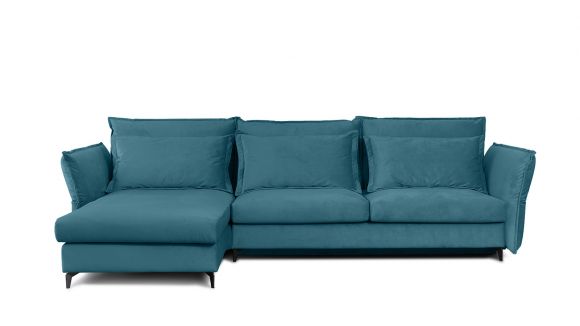 Canapea de colt extensibila Eva Piano Ocean Blue S2, stanga